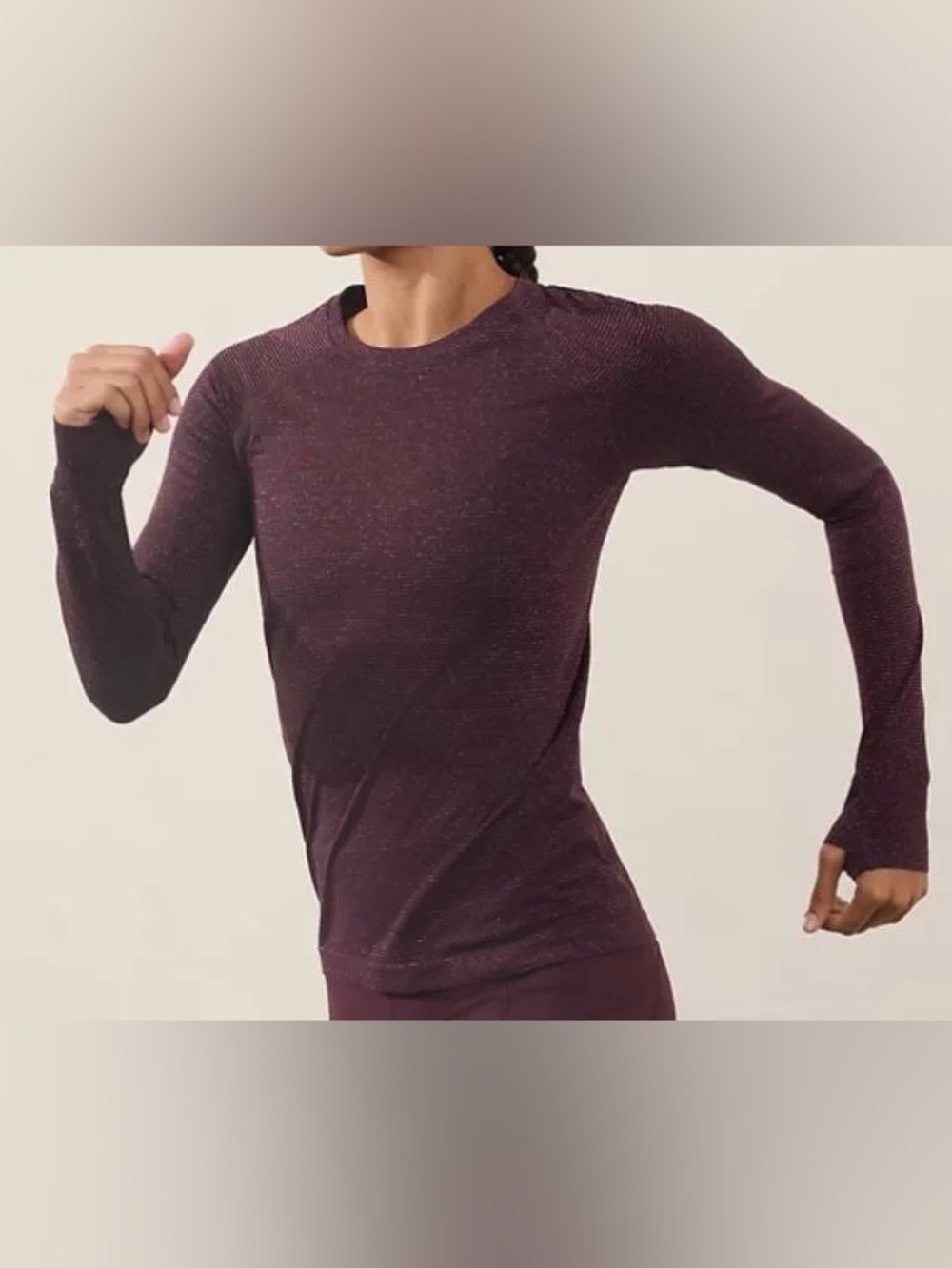 Athleta momentum, seamless long sleeve top with thumb holes, Cabernet